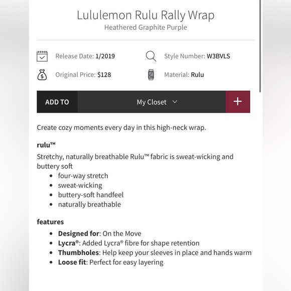 Lululemon Rulu Rally Wrap - Picture 5 of 8